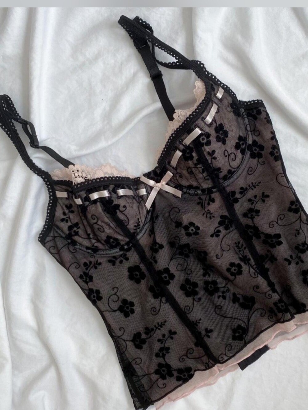 RAMPAGE VINTAGE FLORAL MESH CORSET